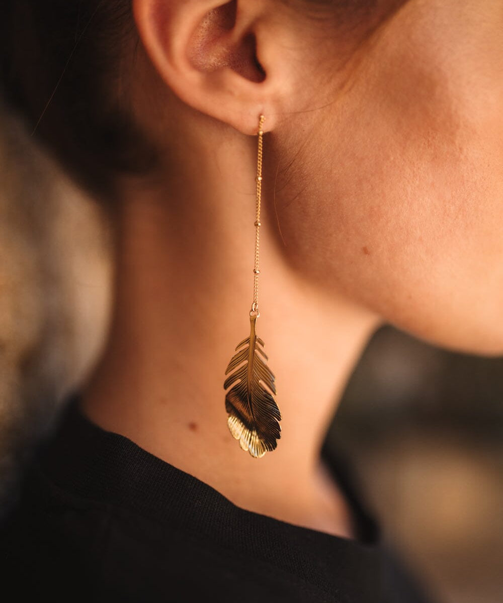 Boucles d'Oreilles Pendantes Zéphyr Or Feuilles Boucles d'Oreilles Monsieur Simone