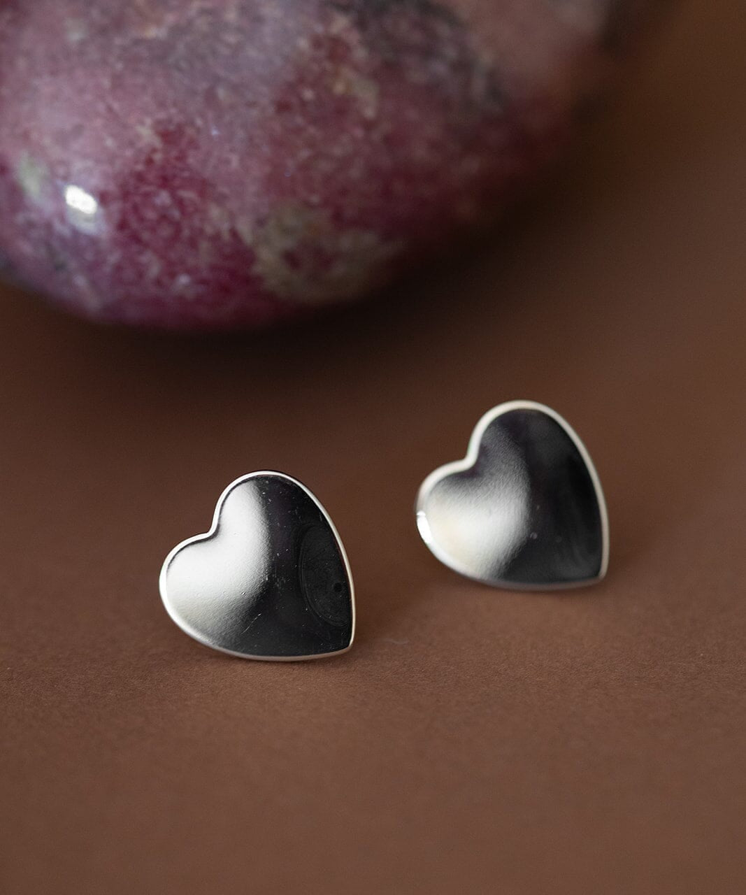 Boucles d'Oreilles Puces Aphrodite Argent Coeur Boucles d'Oreilles Monsieur Simone