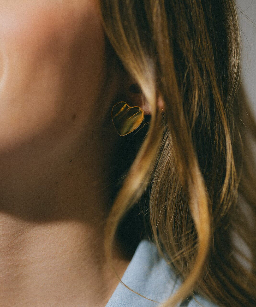 Boucles d'Oreilles Puces Aphrodite Or Coeur Boucles d'Oreilles Monsieur Simone