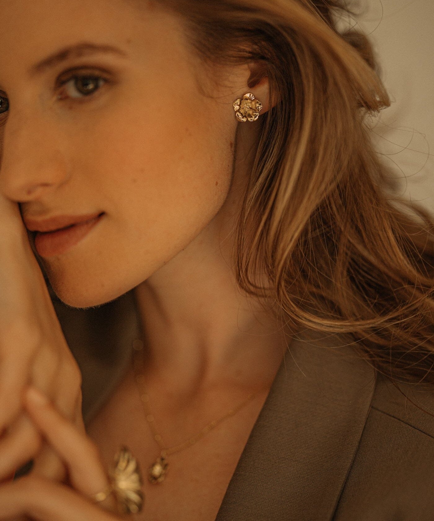 Boucles d'Oreilles Puces Gaïa Argent Fleurs Boucles d'Oreilles Monsieur Simone
