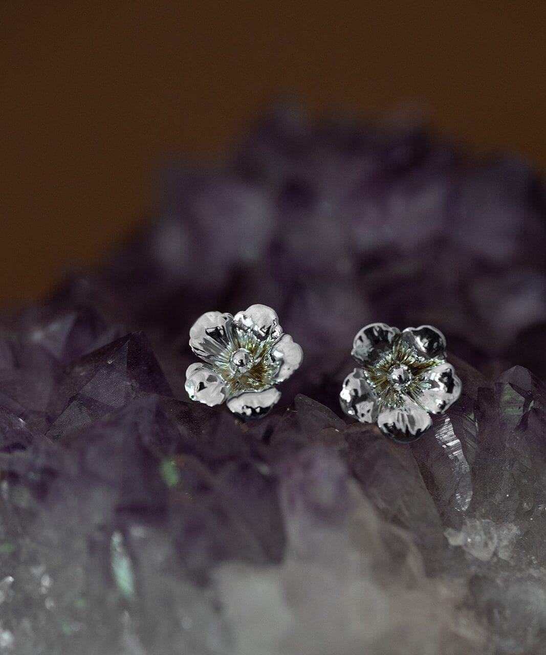 Boucles d'Oreilles Puces Gaïa Argent Fleurs Boucles d'Oreilles Monsieur Simone