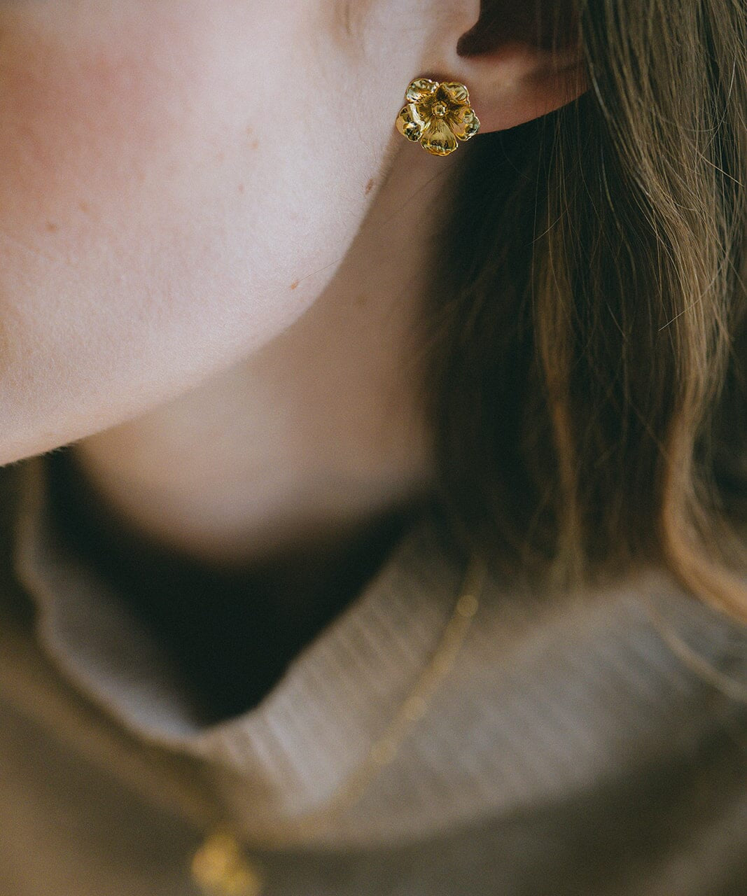 Boucles d'Oreilles Puces Gaïa Or Fleurs Boucles d'Oreilles Monsieur Simone