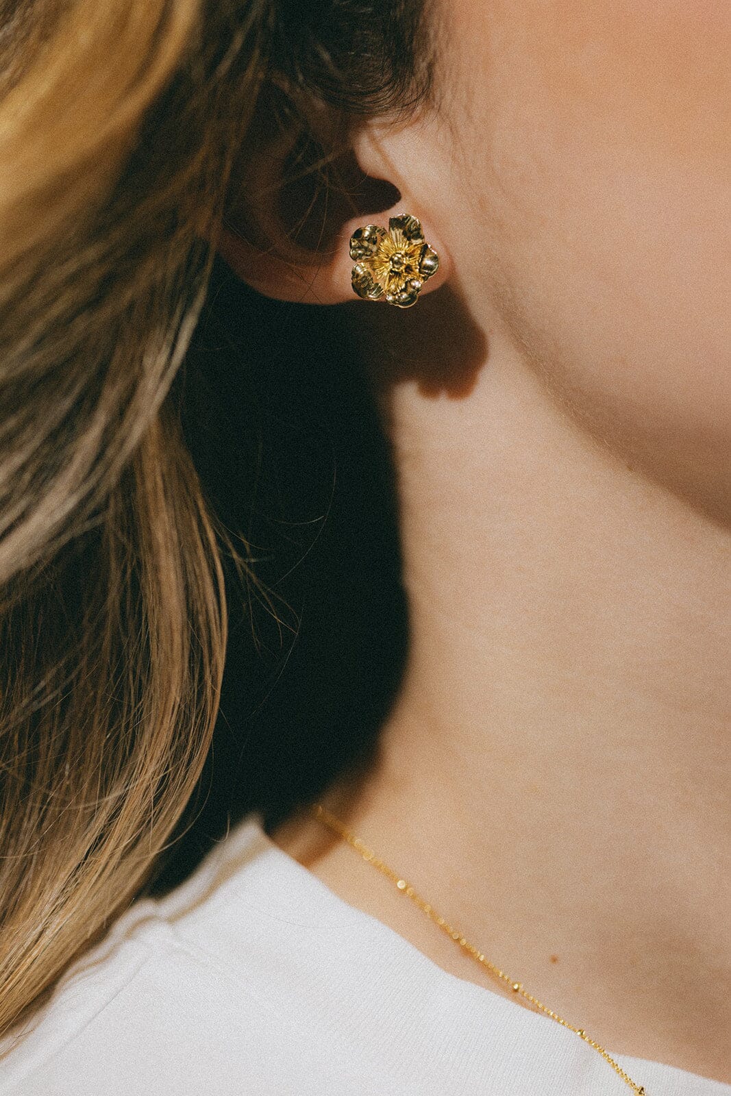 Boucles d'Oreilles Puces Gaïa Or Fleurs Boucles d'Oreilles Monsieur Simone