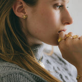 Boucles d'Oreilles Puces Héra Argent Feuilles Boucles d'Oreilles Monsieur Simone