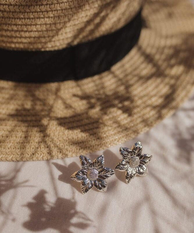Boucles d'Oreilles Puces Hespéris Argent Fleurs Boucles d'Oreilles Monsieur Simone