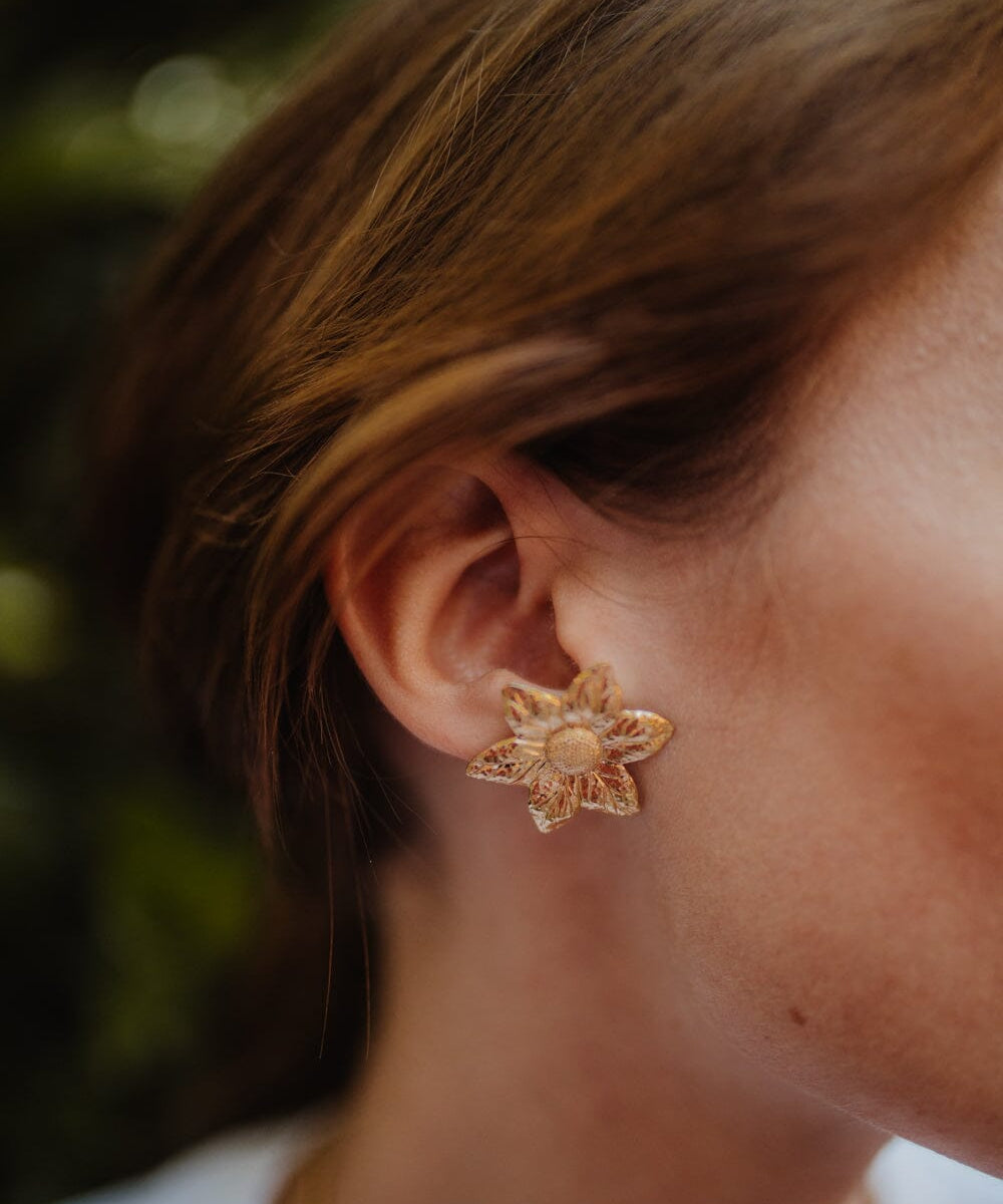 Boucles d'Oreilles Puces Hespéris Or Fleurs Boucles d'Oreilles Monsieur Simone
