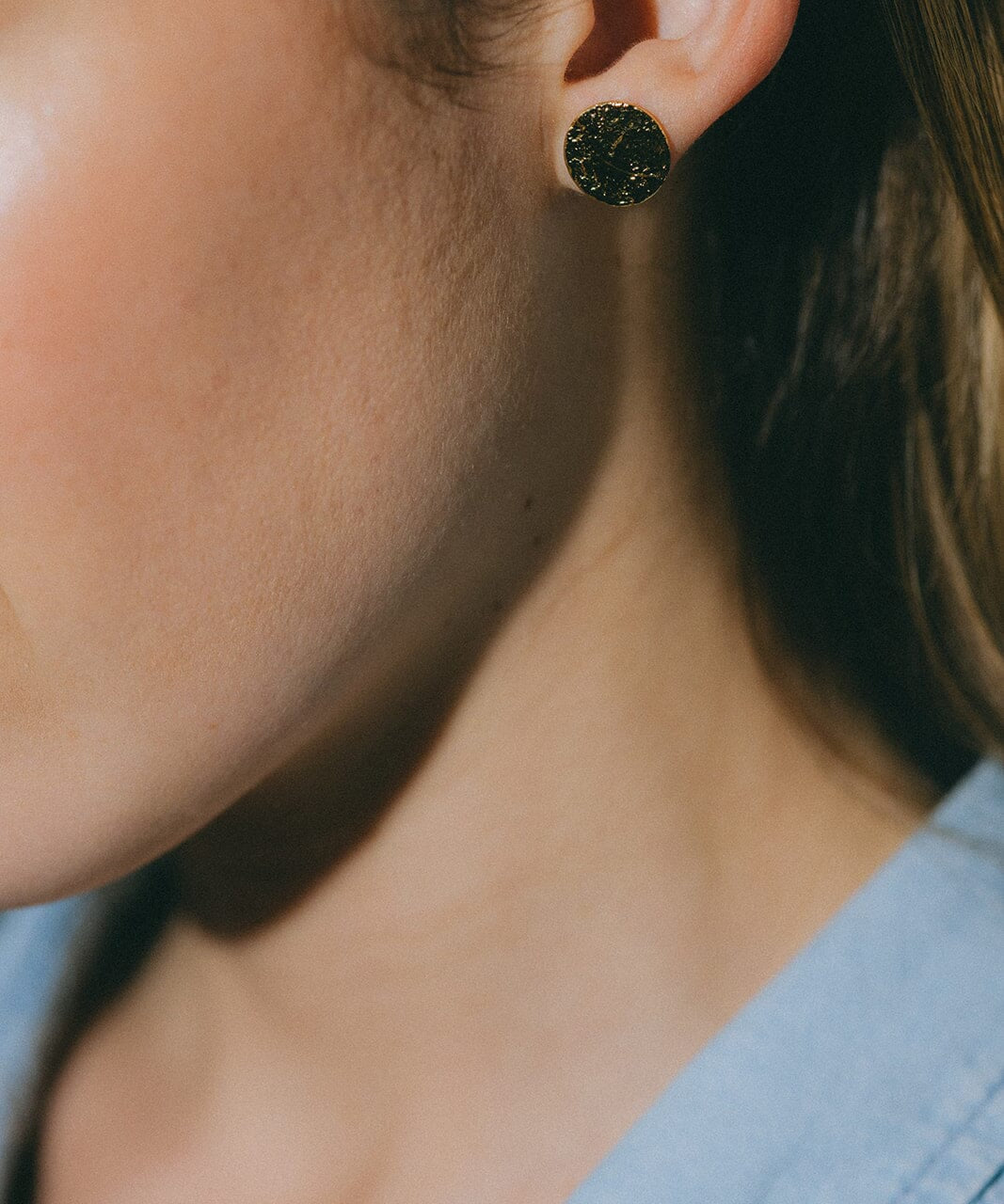 Boucles d'Oreilles Puces Hestia Argent Ronds Martelés Boucles d'Oreilles Monsieur Simone