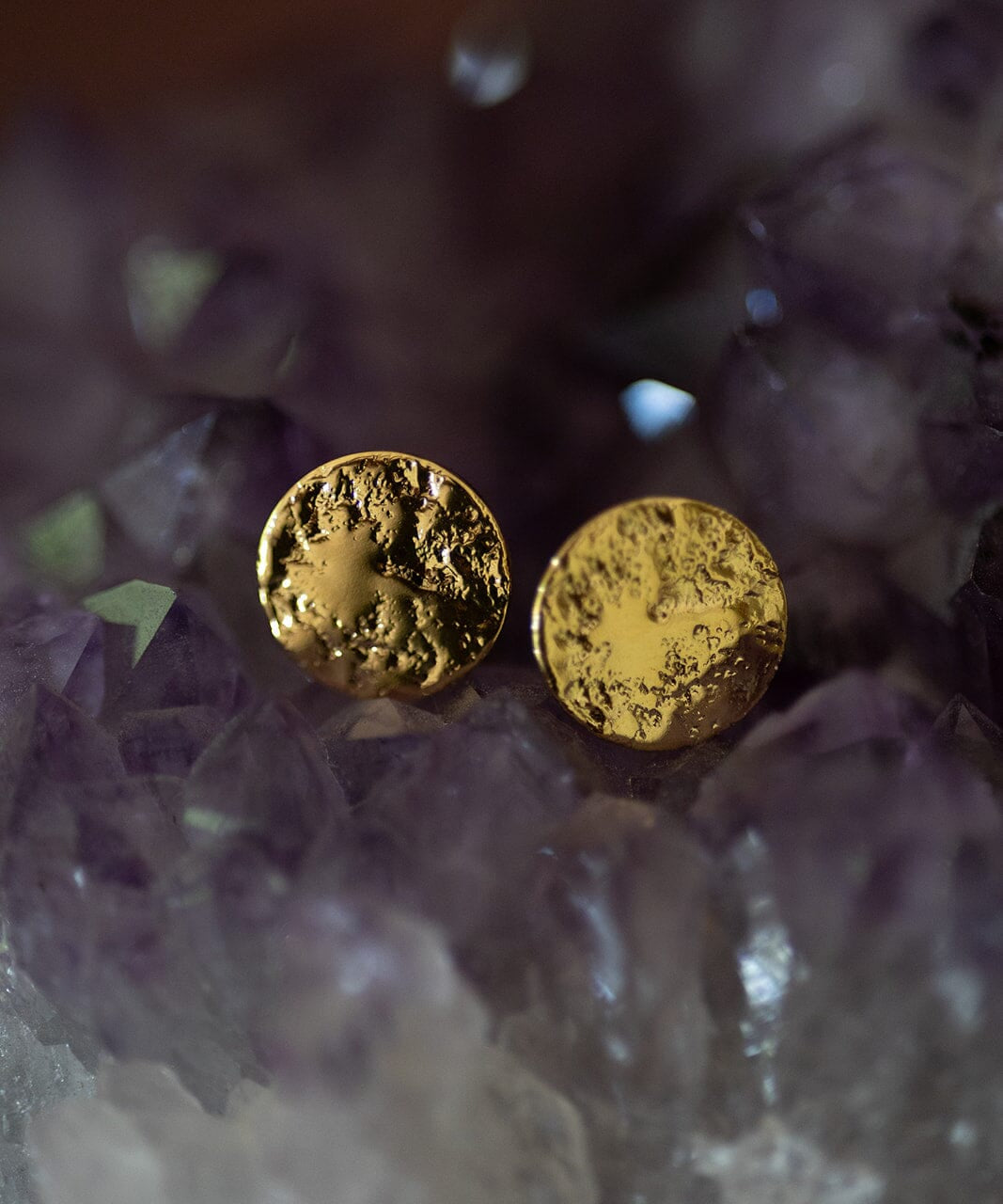 Boucles d'Oreilles Puces Hestia Or Ronds Martelés Boucles d'Oreilles Monsieur Simone