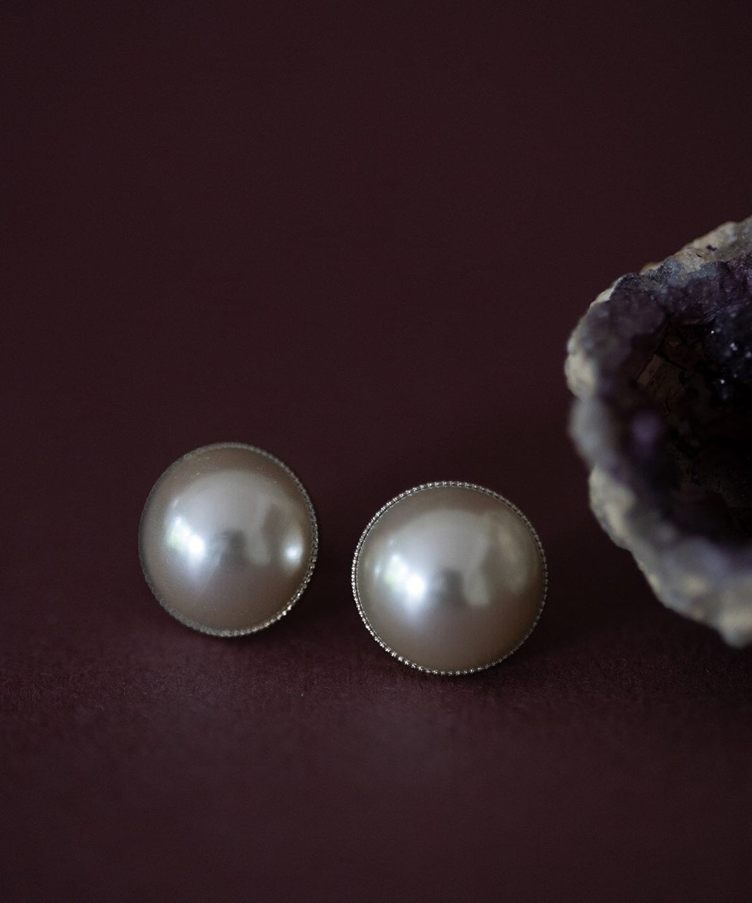 Boucles d'Oreilles Puces Nélya Argent Perles Boucles d'Oreilles Monsieur Simone