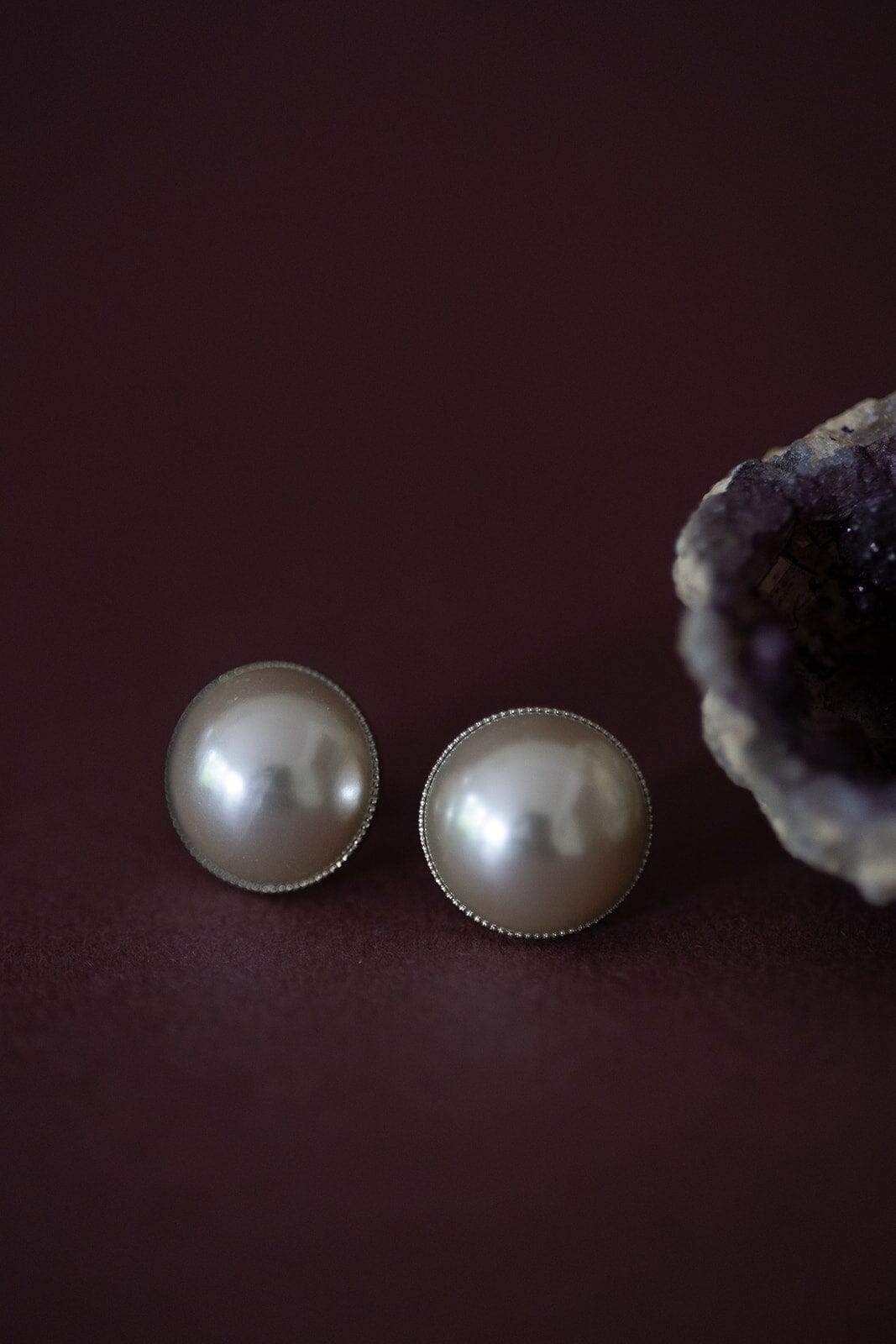 Boucles d'Oreilles Puces Nélya Argent Perles Boucles d'Oreilles Monsieur Simone