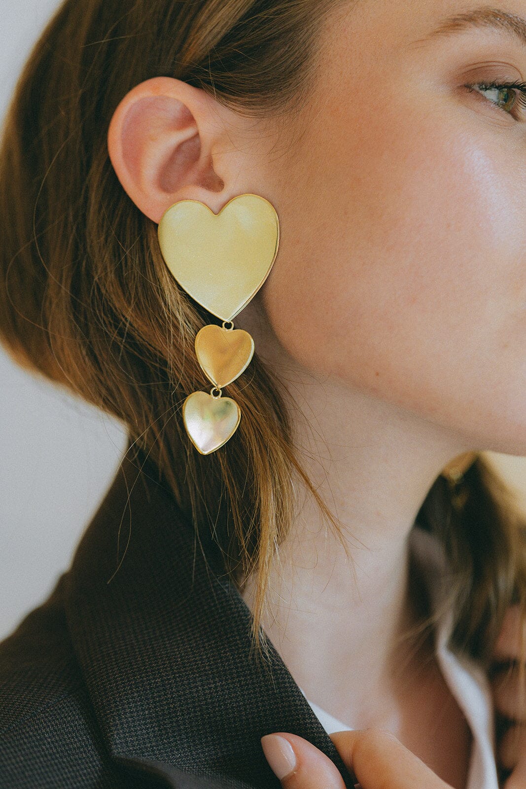 Boucles d'Oreilles Puces Pendantes Aphrodite Argent Coeurs Boucles d'Oreilles Monsieur Simone
