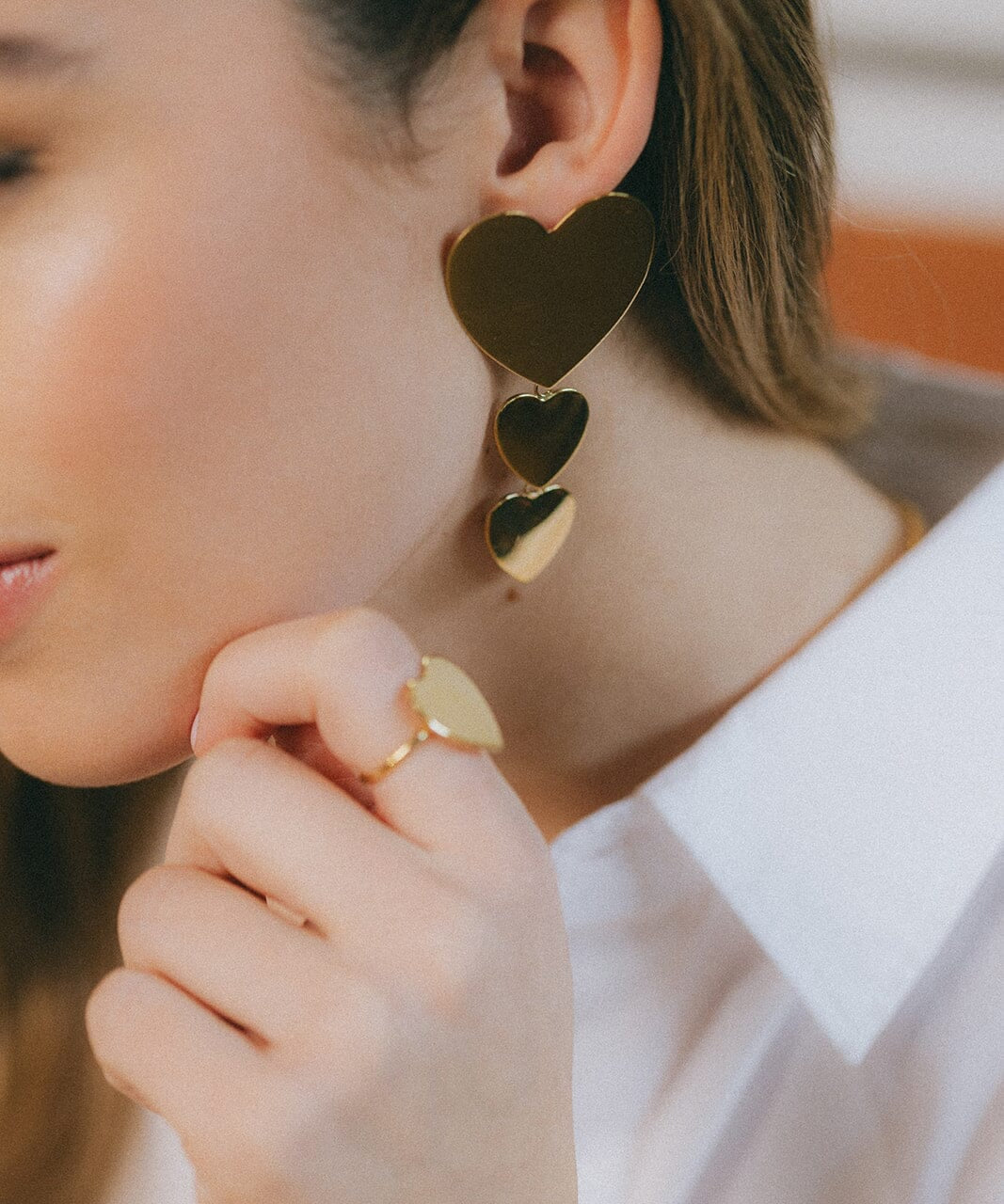 Boucles d'Oreilles Puces Pendantes Aphrodite Argent Coeurs Boucles d'Oreilles Monsieur Simone