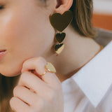 Boucles d'Oreilles Puces Pendantes Aphrodite Argent Coeurs Boucles d'Oreilles Monsieur Simone