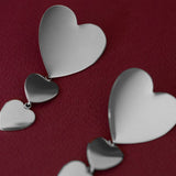 Boucles d'Oreilles Puces Pendantes Aphrodite Argent Coeurs Boucles d'Oreilles Monsieur Simone