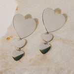 Boucles d'Oreilles Puces Pendantes Aphrodite Argent Coeurs Boucles d'Oreilles Monsieur Simone