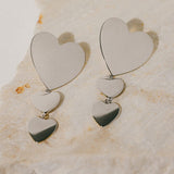 Boucles d'Oreilles Puces Pendantes Aphrodite Argent Coeurs Boucles d'Oreilles Monsieur Simone