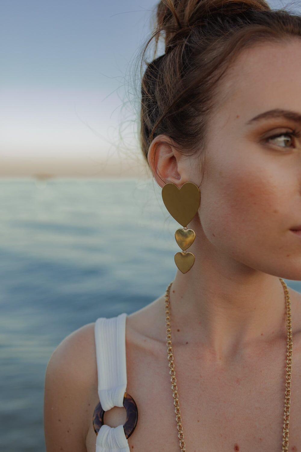 Boucles d'Oreilles Puces Pendantes Aphrodite Argent Coeurs Boucles d'Oreilles Monsieur Simone