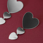 Boucles d'Oreilles Puces Pendantes Aphrodite Argent Coeurs Boucles d'Oreilles Monsieur Simone