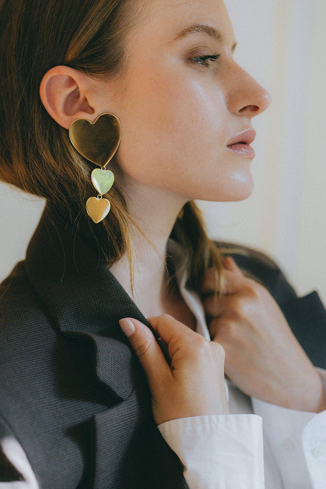 Boucles d'Oreilles Puces Pendantes Aphrodite Or Coeurs Boucles d'Oreilles Monsieur Simone