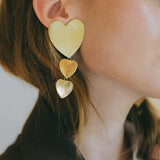 Boucles d'Oreilles Puces Pendantes Aphrodite Or Coeurs Boucles d'Oreilles Monsieur Simone