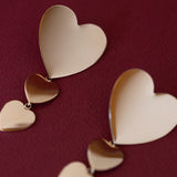 Boucles d'Oreilles Puces Pendantes Aphrodite Or Coeurs Boucles d'Oreilles Monsieur Simone