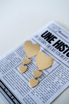 Boucles d'Oreilles Puces Pendantes Aphrodite Or Coeurs Boucles d'Oreilles Monsieur Simone
