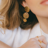 Boucles d'Oreilles Puces Pendantes Hestia Or Ronds Martelés Boucles d'Oreilles Monsieur Simone