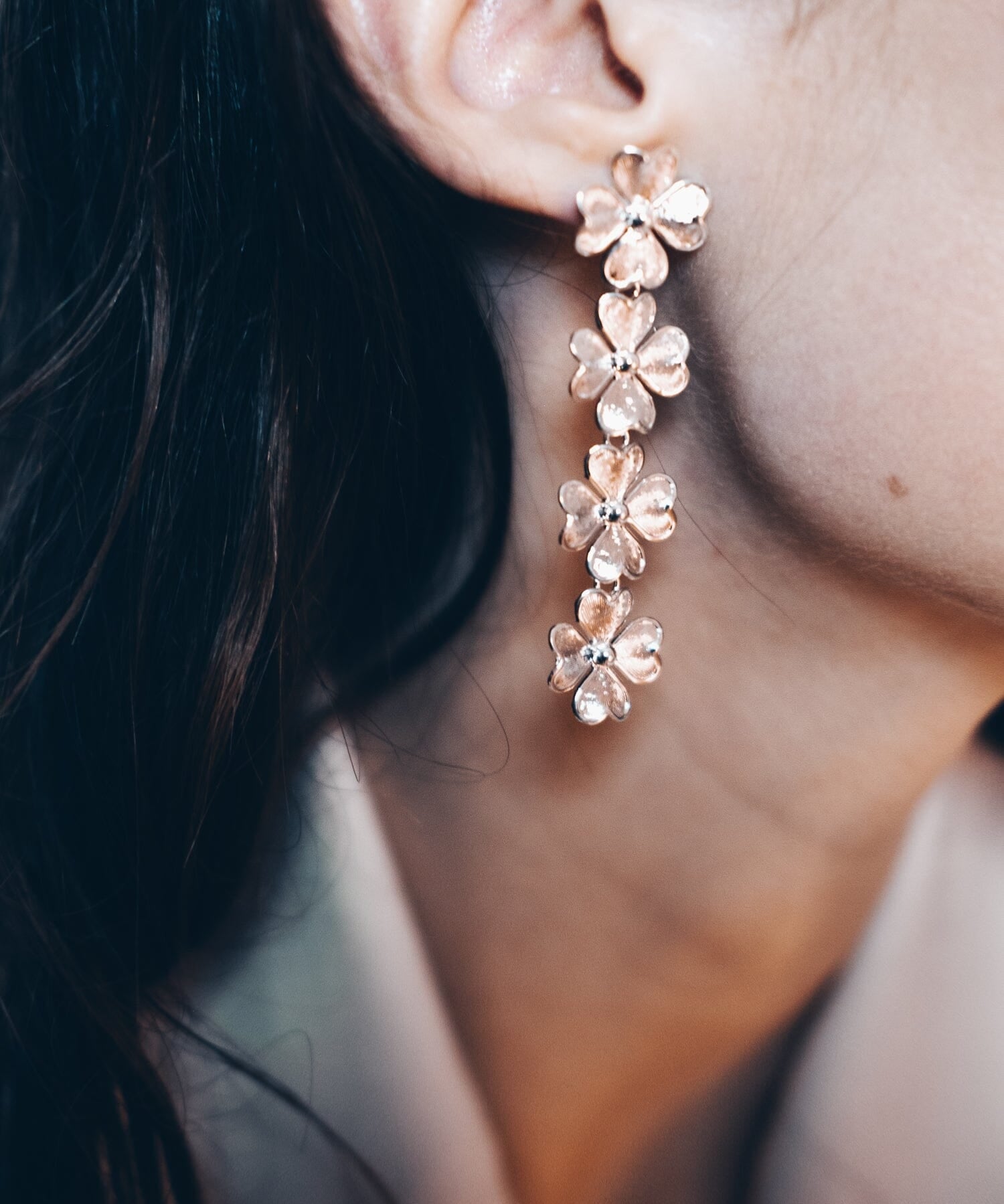 Boucles d'Oreilles Puces Pendantes Léon Argent Trèfles Boucles d'oreilles Monsieur Simone