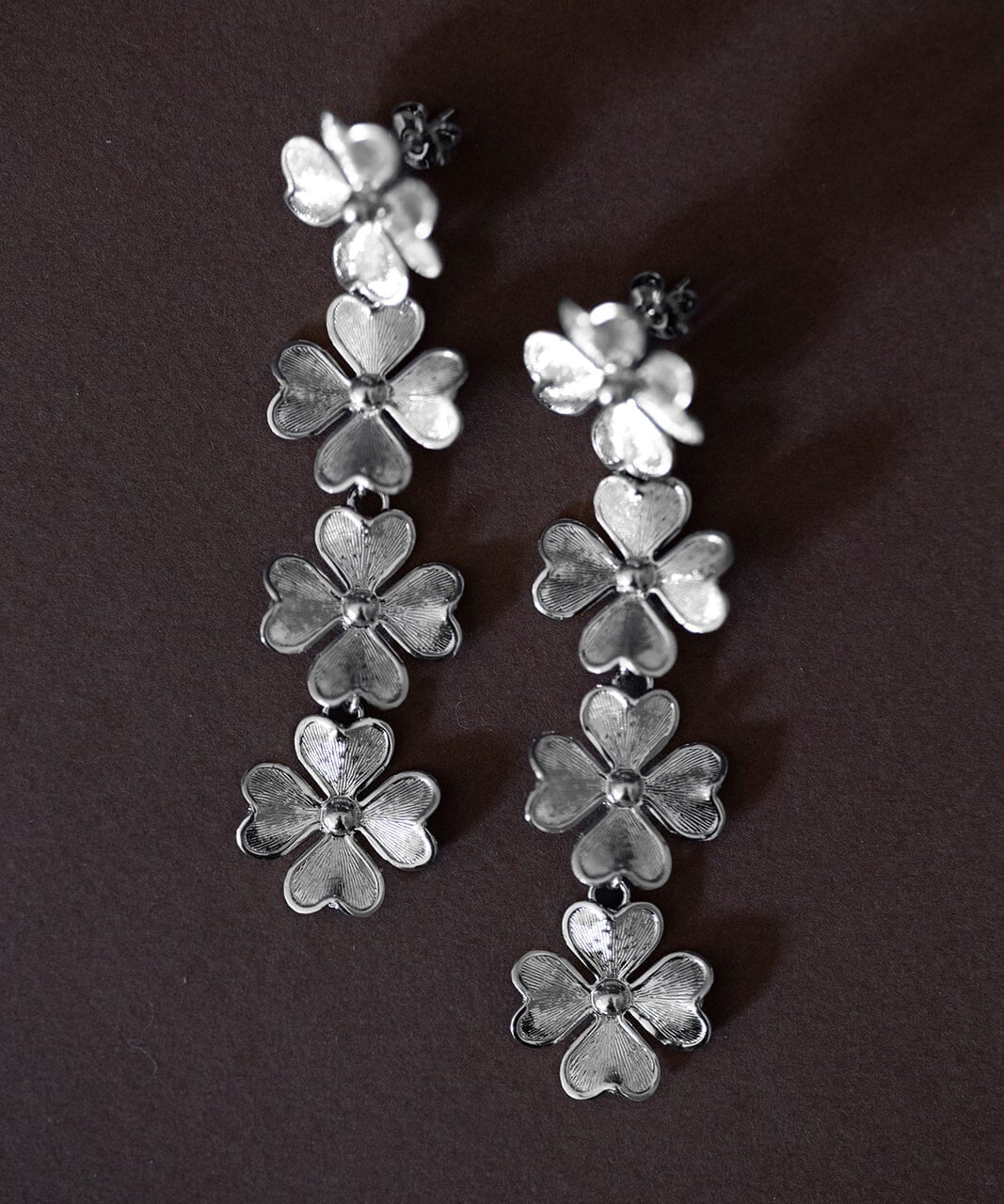 Boucles d'Oreilles Puces Pendantes Léon Argent Trèfles Boucles d'oreilles Monsieur Simone