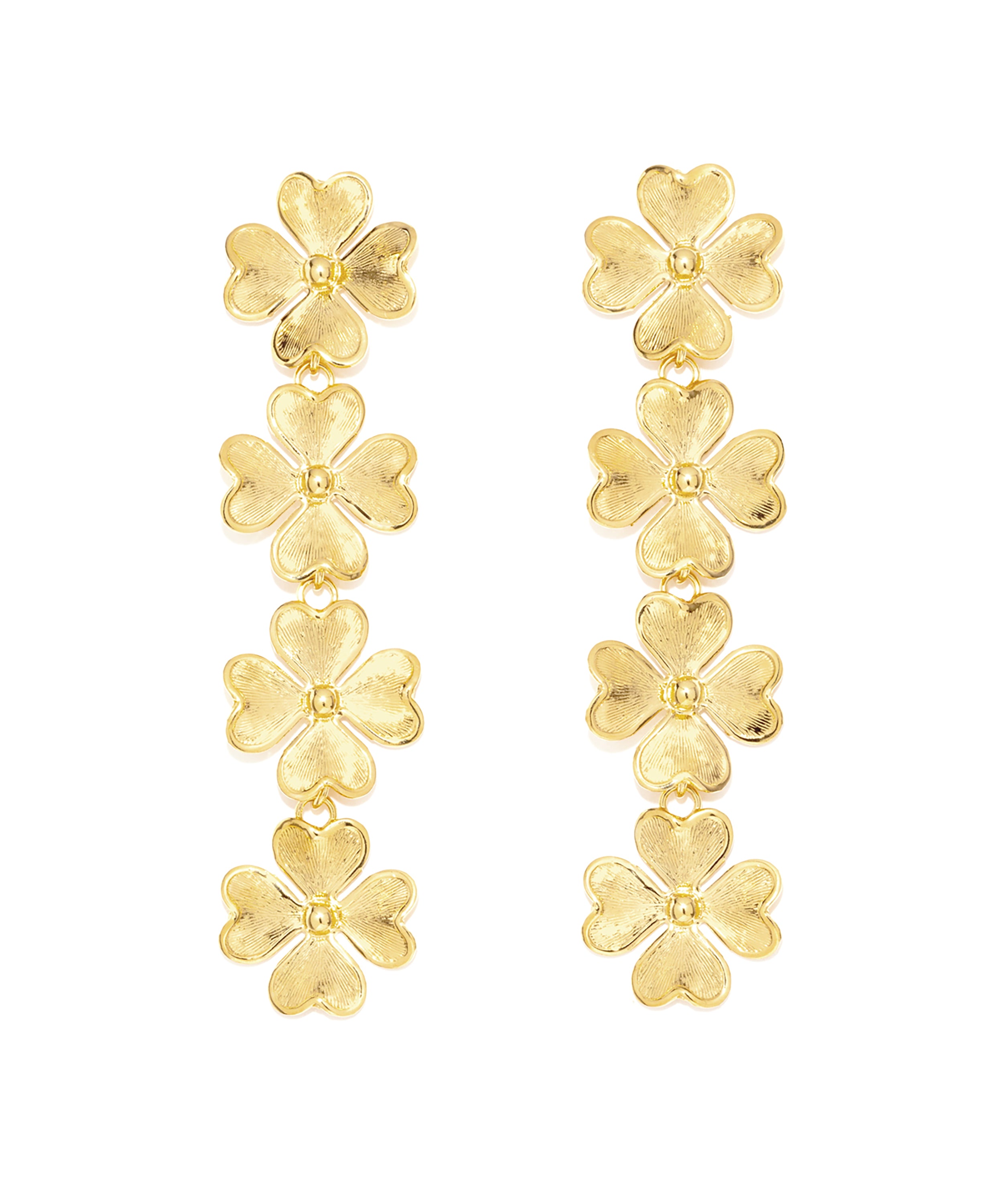 Boucles d'Oreilles Puces Pendantes Léon Or Trèfles Boucles d'oreilles Monsieur Simone