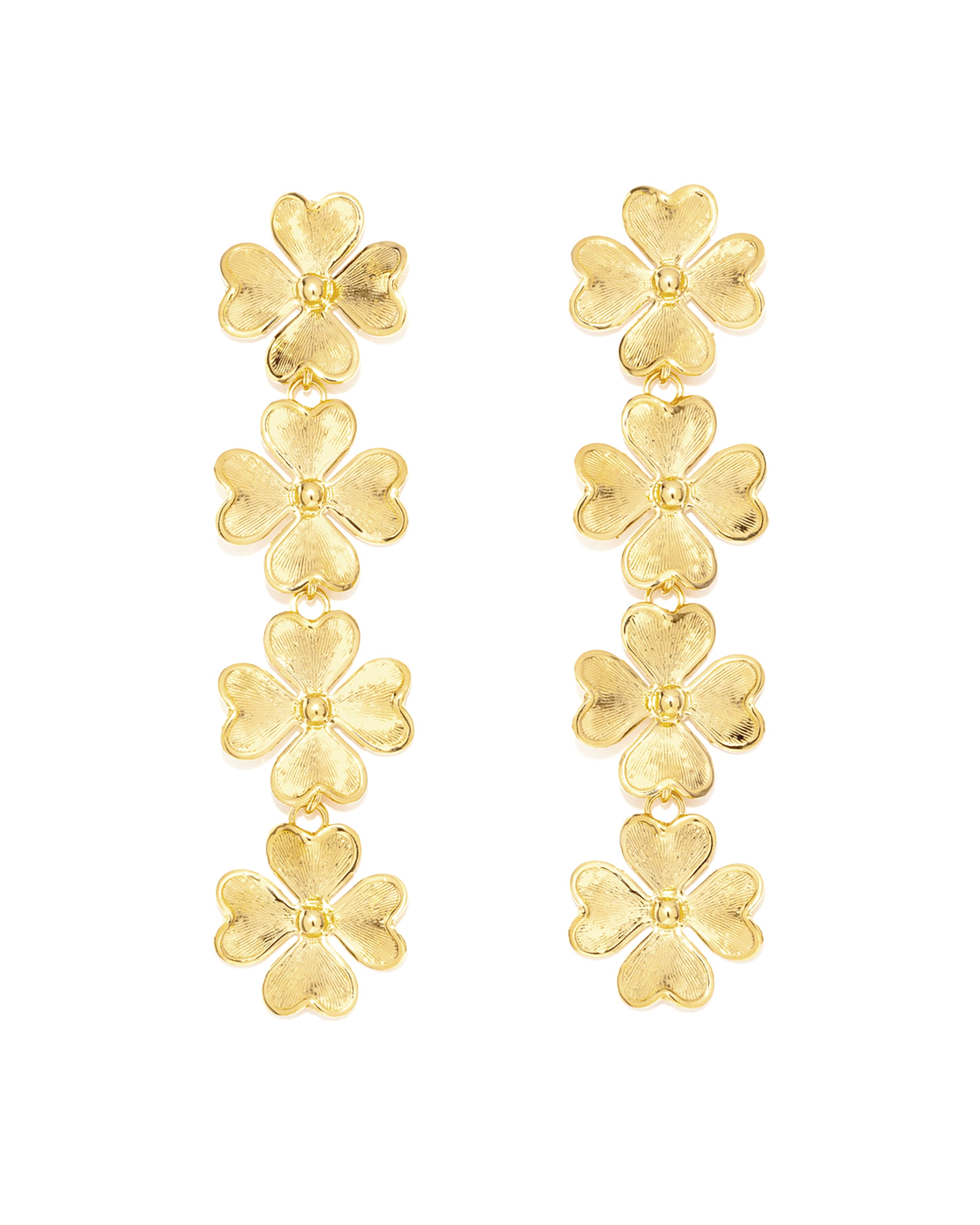 Boucles d'Oreilles Puces Pendantes Léon Or Trèfles Boucles d'oreilles Monsieur Simone