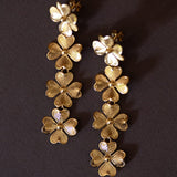 Boucles d'Oreilles Puces Pendantes Léon Or Trèfles Boucles d'oreilles Monsieur Simone