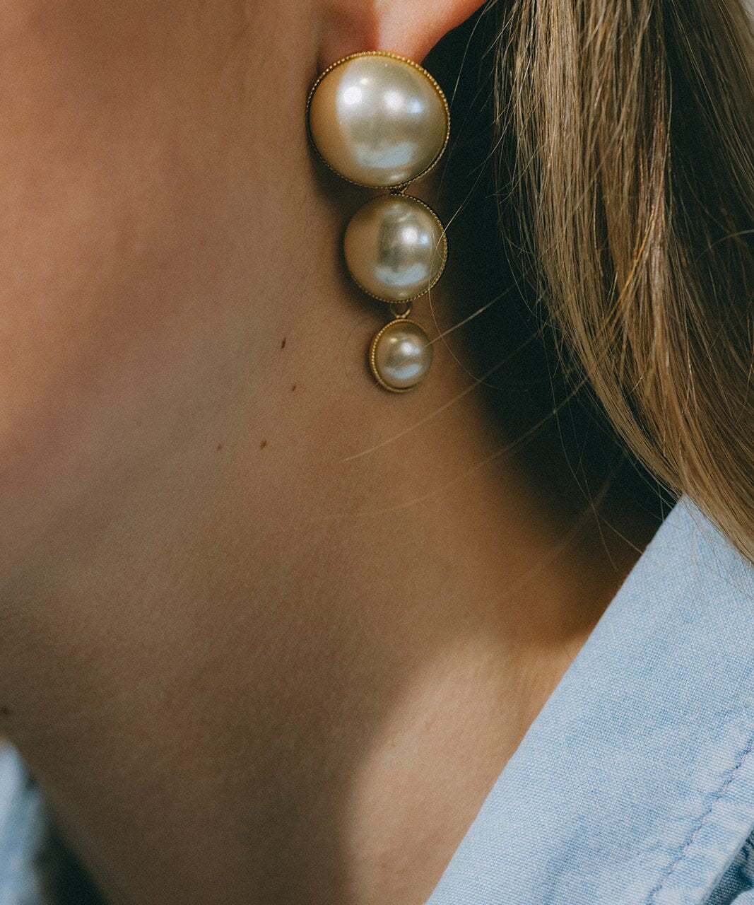 Boucles d'Oreilles Puces Pendantes Nélya Argent Perles Boucles d'Oreilles Monsieur Simone