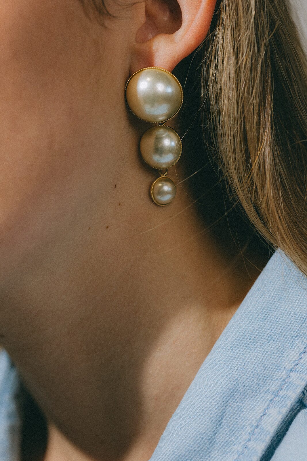 Boucles d'Oreilles Puces Pendantes Nélya Argent Perles Boucles d'Oreilles Monsieur Simone