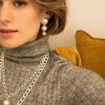 Boucles d'Oreilles Puces Pendantes Nélya Argent Perles Boucles d'Oreilles Monsieur Simone