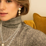 Boucles d'Oreilles Puces Pendantes Nélya Argent Perles Boucles d'Oreilles Monsieur Simone