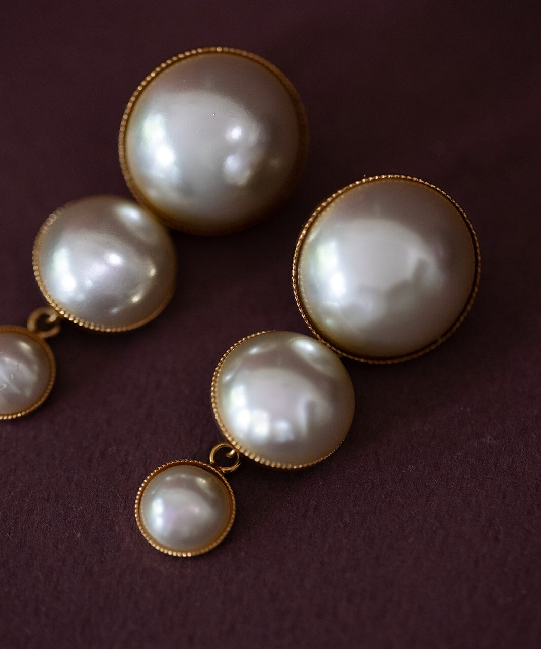 Boucles d'Oreilles Puces Pendantes Nélya Or Perles Boucles d'Oreilles Monsieur Simone