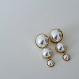 Boucles d'Oreilles Puces Pendantes Nélya Or Perles Boucles d'Oreilles Monsieur Simone