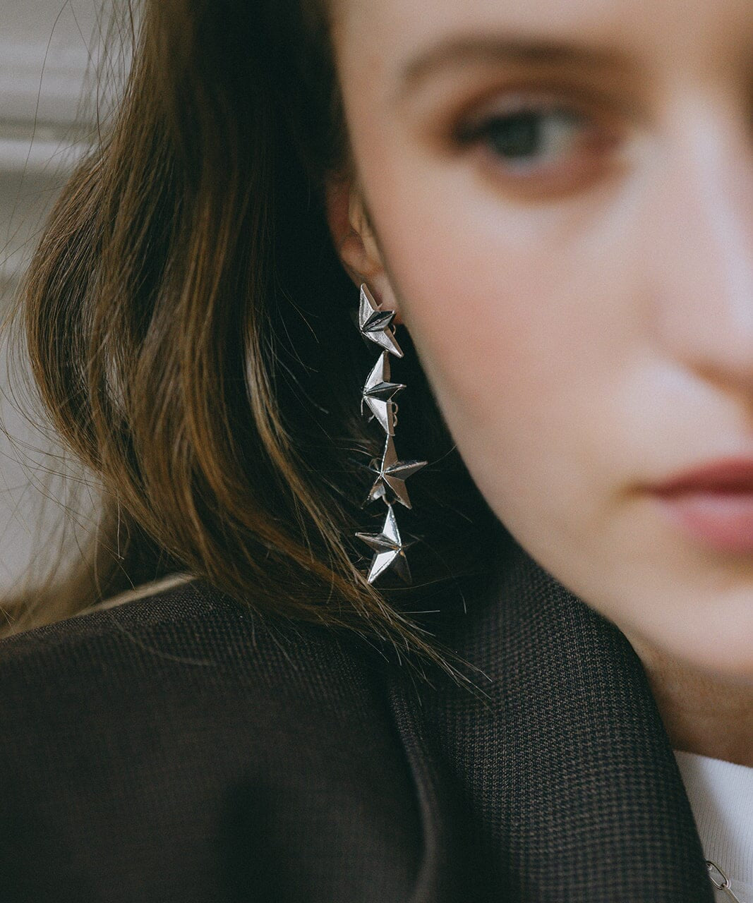 Boucles d'Oreilles Puces Pendantes Raoul Argent Étoiles Boucles d'oreilles Monsieur Simone