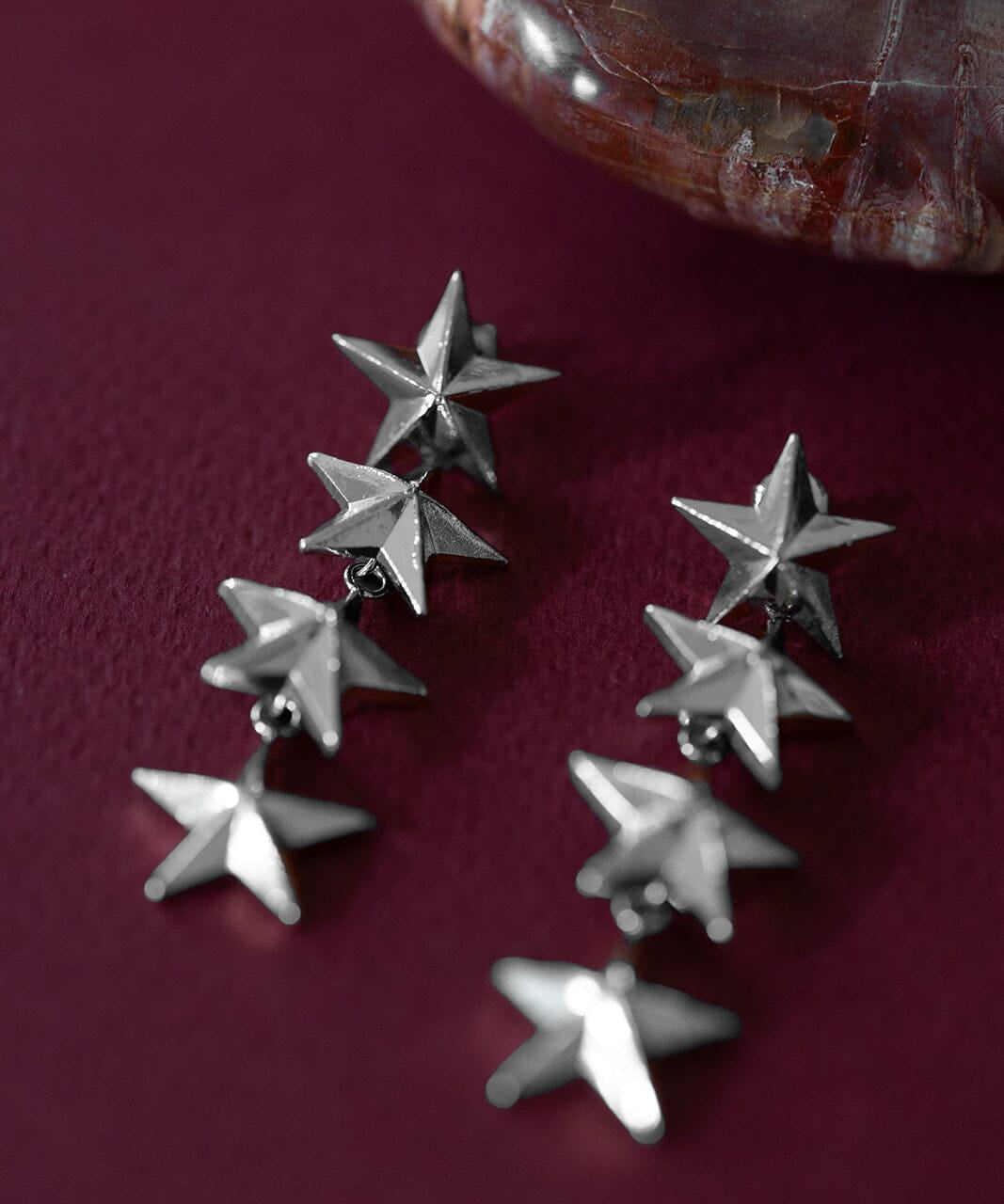 Boucles d'Oreilles Puces Pendantes Raoul Argent Étoiles Boucles d'oreilles Monsieur Simone