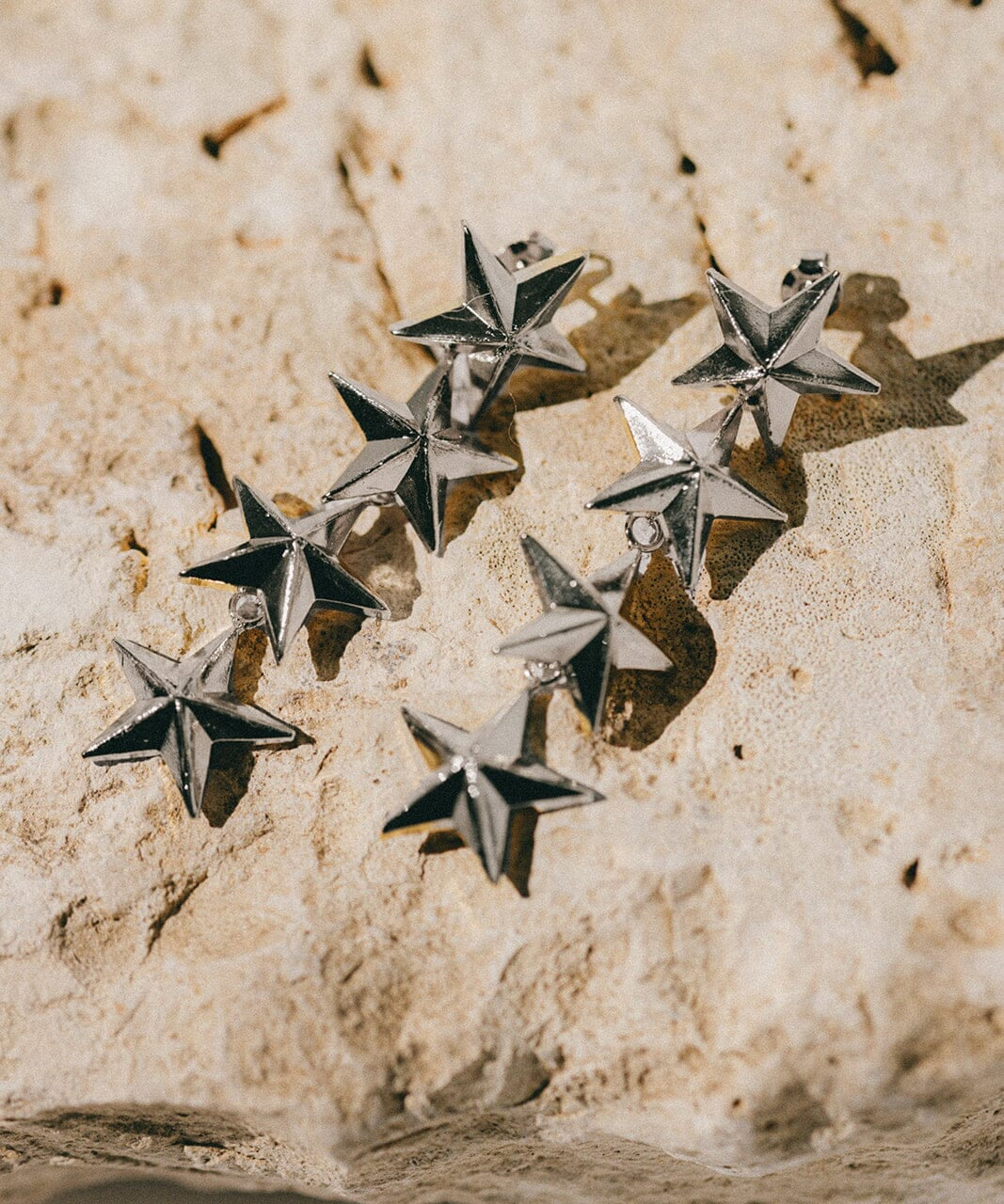 Boucles d'Oreilles Puces Pendantes Raoul Argent Étoiles Boucles d'oreilles Monsieur Simone