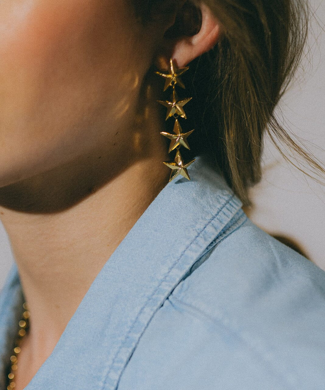 Boucles d'Oreilles Puces Pendantes Raoul Argent Étoiles Boucles d'oreilles Monsieur Simone