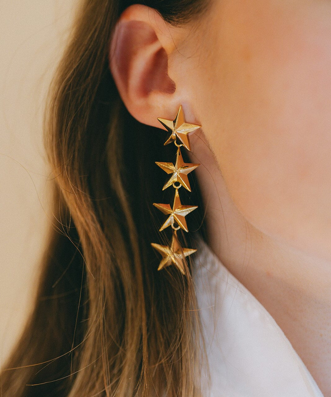 Boucles d'Oreilles Puces Pendantes Raoul Or Étoiles Boucles d'oreilles Monsieur Simone