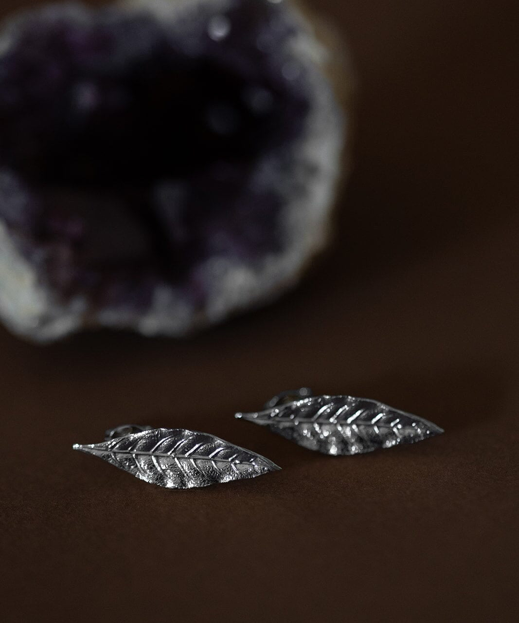Boucles d'Oreilles Puces Thalie Argent Feuilles Boucles d'Oreilles Monsieur Simone