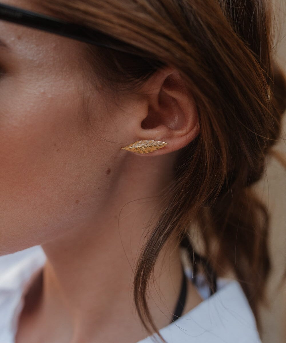Boucles d'Oreilles Puces Thalie Argent Feuilles Boucles d'Oreilles Monsieur Simone