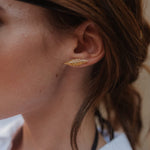 Boucles d'Oreilles Puces Thalie Argent Feuilles Boucles d'Oreilles Monsieur Simone
