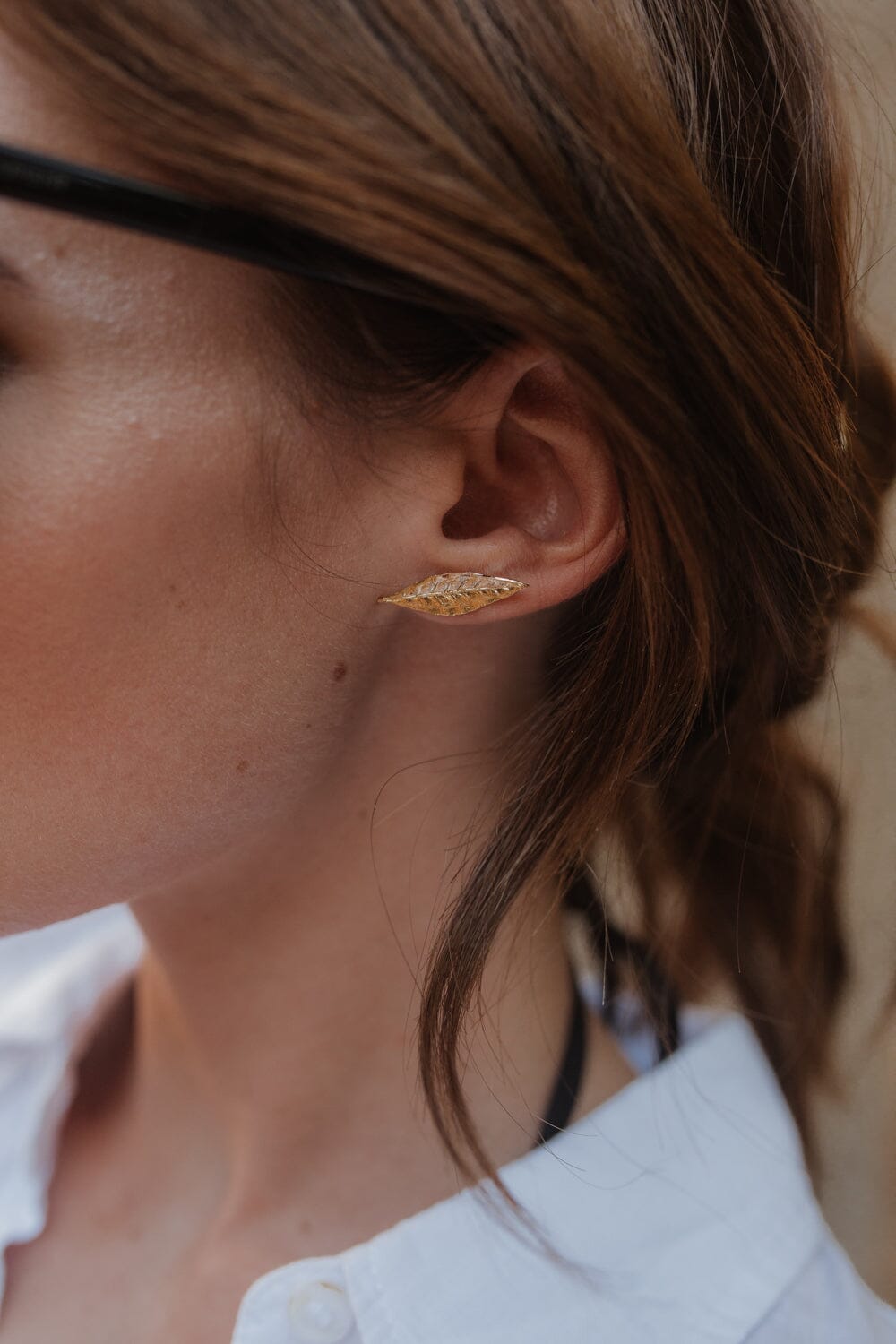 Boucles d'Oreilles Puces Thalie Argent Feuilles Boucles d'Oreilles Monsieur Simone