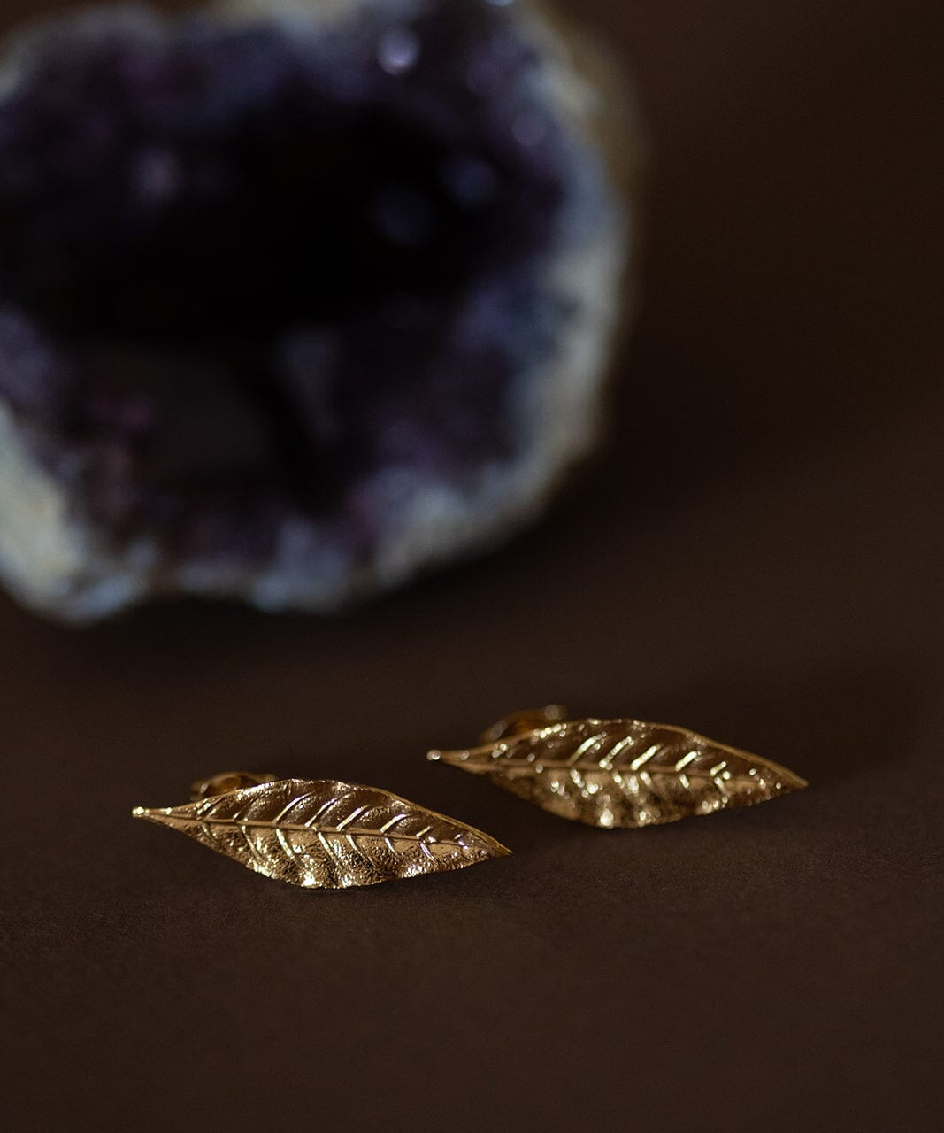 Boucles d'Oreilles Puces Thalie Or Feuilles Boucles d'Oreilles Monsieur Simone