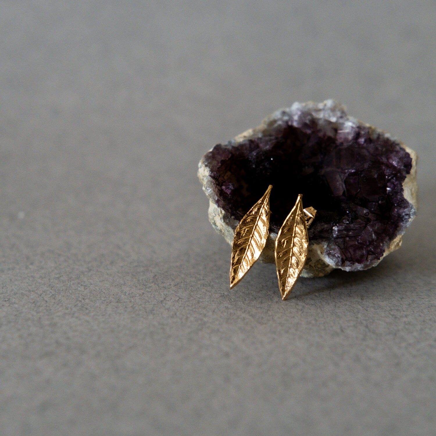 Boucles d'Oreilles Puces Thalie Or Feuilles Boucles d'Oreilles Monsieur Simone