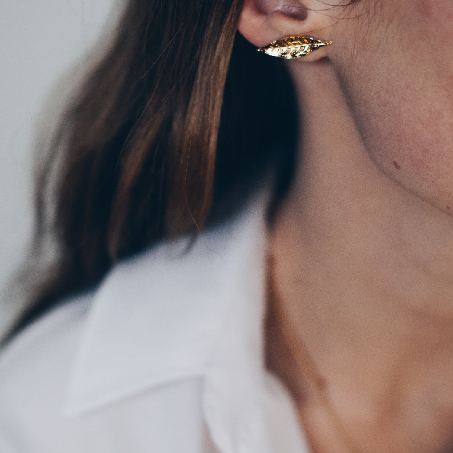 Boucles d'Oreilles Puces Thalie Or Feuilles Boucles d'Oreilles Monsieur Simone